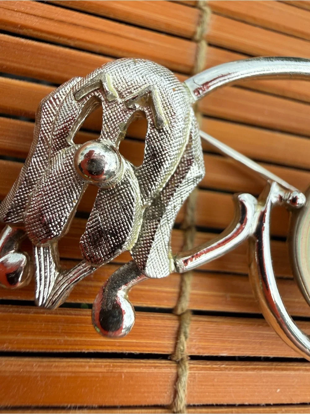 Rainbow Vintage Silver-Tone Dog Brooch Pin (Marked RAINBOW ©)